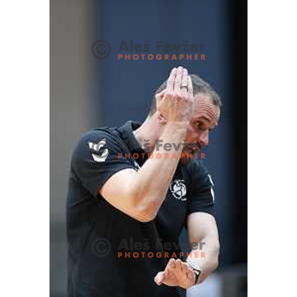 Uros Zorman, head coach of Trimo Trebnje during 1.NLB league handball match between MRK Ljubljana and Trimo Trebnje in Kodeljevo Hall, Ljubljana, Slovenia on November 14, 2020