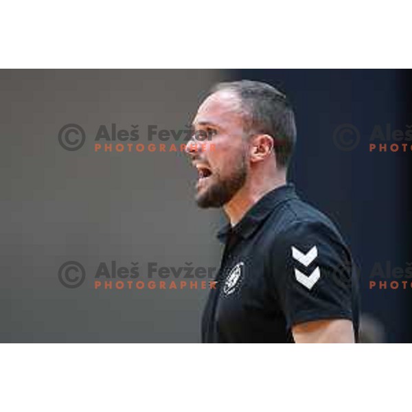 Uros Zorman, head coach of Trimo Trebnje during 1.NLB league handball match between MRK Ljubljana and Trimo Trebnje in Kodeljevo Hall, Ljubljana, Slovenia on November 14, 2020
