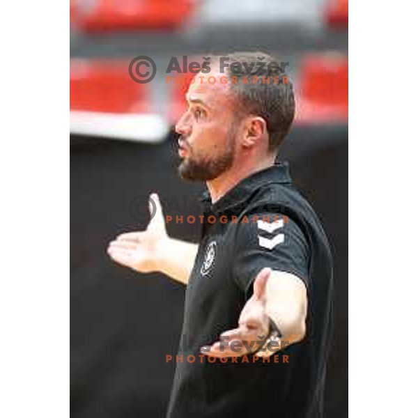Uros Zorman, head coach of Trimo Trebnje during 1.NLB league handball match between MRK Ljubljana and Trimo Trebnje in Kodeljevo Hall, Ljubljana, Slovenia on November 14, 2020