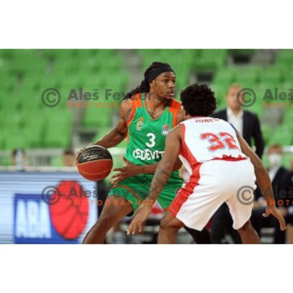 Kendrick Perry in action during ABA league regular season basketball match between Cedevita Olimpija and Borac in Ljubljana on November 15, 2020