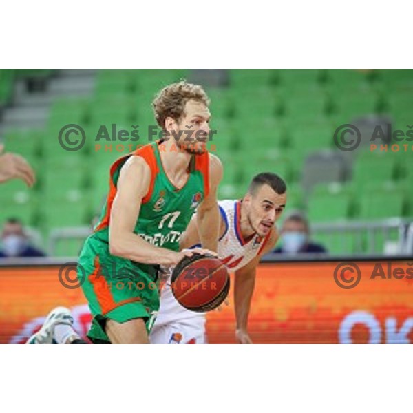 Jaka Blazic in action during ABA league regular season basketball match between Cedevita Olimpija and Borac in Ljubljana on November 15, 2020