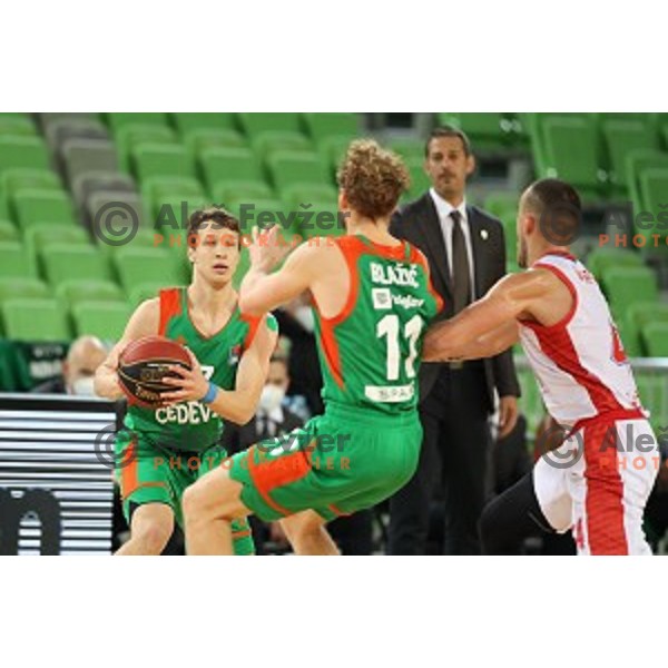 Dan Duscak in action during ABA league regular season basketball match between Cedevita Olimpija and Borac in Ljubljana on November 15, 2020