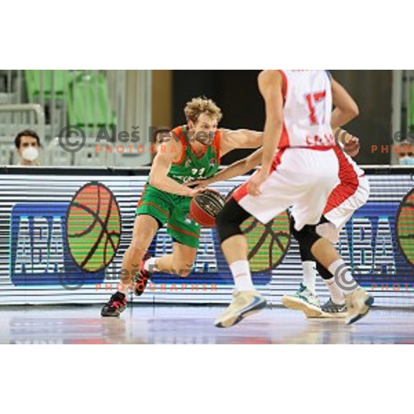 Jaka Blazic in action during ABA league regular season basketball match between Cedevita Olimpija and Borac in Ljubljana on November 15, 2020