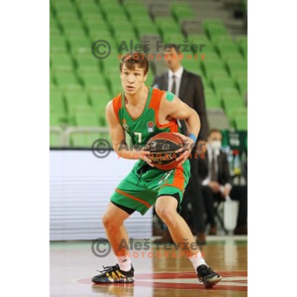 Dan Duscak in action during ABA league regular season basketball match between Cedevita Olimpija and Borac in Ljubljana on November 15, 2020