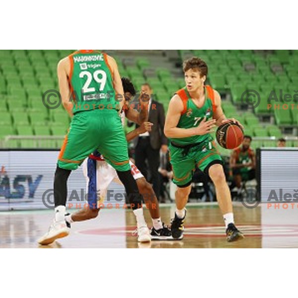 Dan Duscak in action during ABA league regular season basketball match between Cedevita Olimpija and Borac in Ljubljana on November 15, 2020