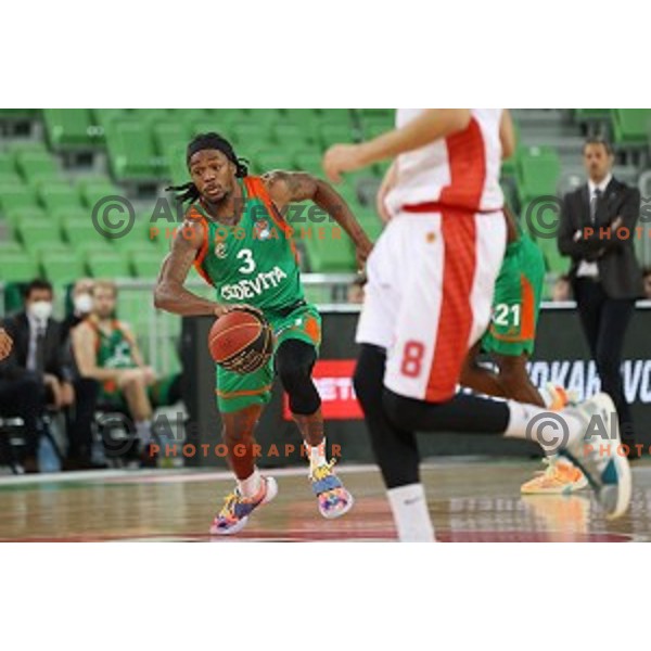 Kendrick Perry in action during ABA league regular season basketball match between Cedevita Olimpija and Borac in Ljubljana on November 15, 2020