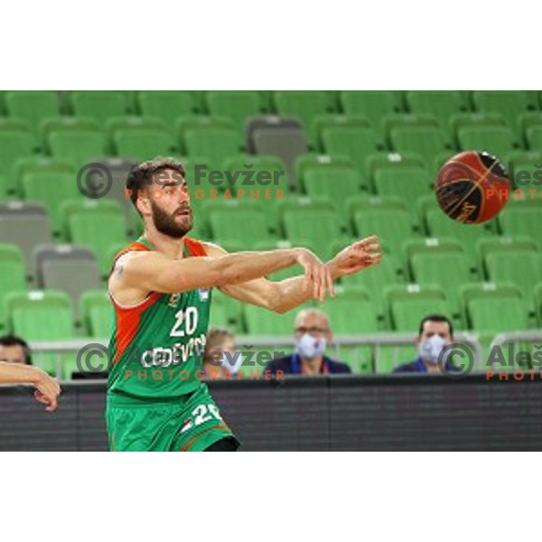 Alen Hodzic in action during ABA league regular season basketball match between Cedevita Olimpija and Borac in Ljubljana on November 15, 2020