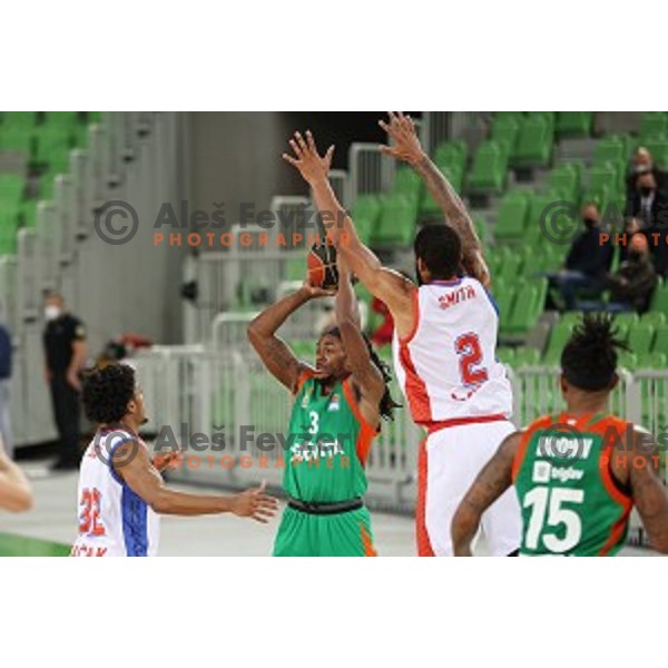 Kednrick Perry in action during ABA league regular season basketball match between Cedevita Olimpija and Borac in Ljubljana on November 15, 2020
