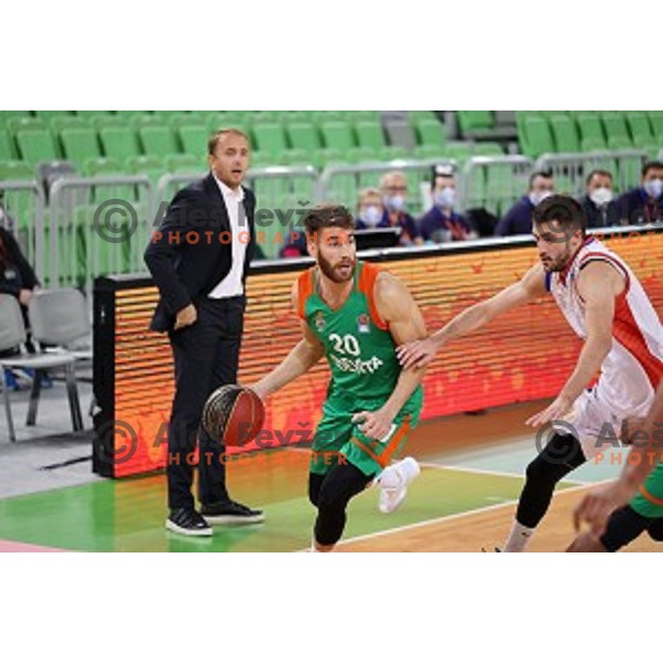 Alen Hodzic in action during ABA league regular season basketball match between Cedevita Olimpija and Borac in Ljubljana on November 15, 2020