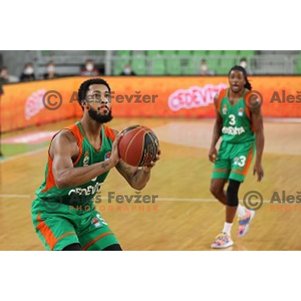 Mikael Hopkins in action during ABA league regular season basketball match between Cedevita Olimpija and Borac in Ljubljana on November 15, 2020