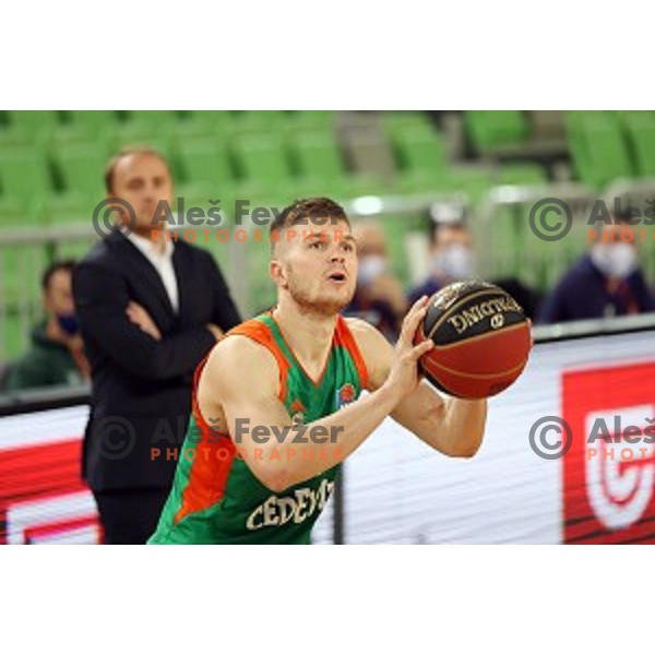 Edo Muric in action during ABA league regular season basketball match between Cedevita Olimpija and Borac in Ljubljana on November 15, 2020