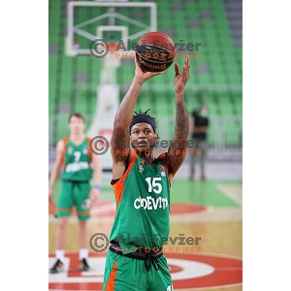 Rion Brown in action during ABA league regular season basketball match between Cedevita Olimpija and Borac in Ljubljana on November 15, 2020