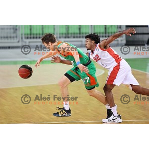 Dan Duscak in action during ABA league regular season basketball match between Cedevita Olimpija and Borac in Ljubljana on November 15, 2020