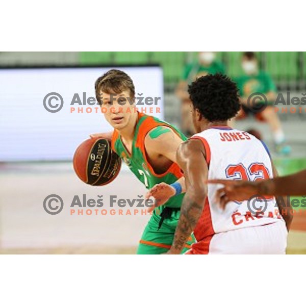 Dan Duscak in action during ABA league regular season basketball match between Cedevita Olimpija and Borac in Ljubljana on November 15, 2020