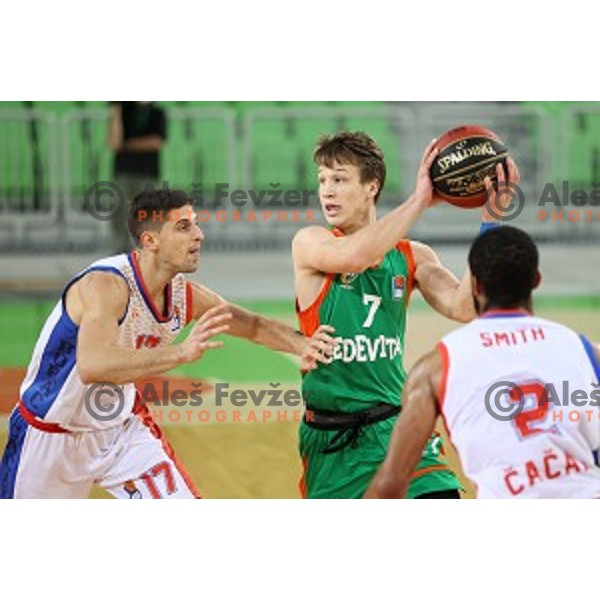 Dan Duscak in action during ABA league regular season basketball match between Cedevita Olimpija and Borac in Ljubljana on November 15, 2020