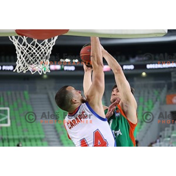 Rok Radovic in action during ABA league regular season basketball match between Cedevita Olimpija and Borac in Ljubljana on November 15, 2020