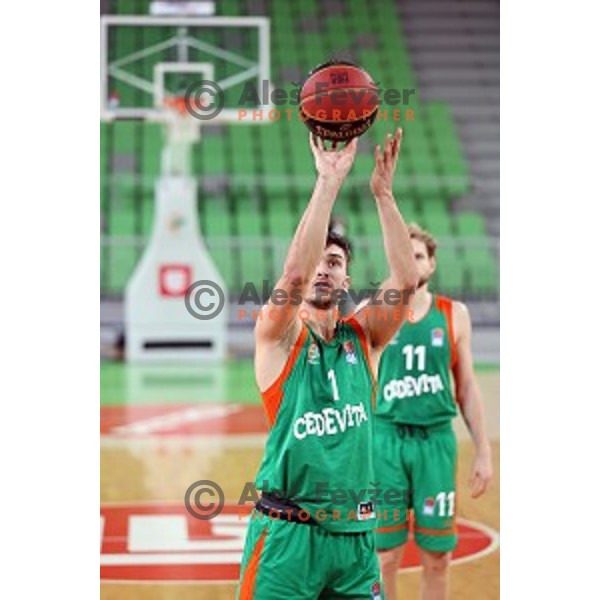Rok Radovic in action during ABA league regular season basketball match between Cedevita Olimpija and Borac in Ljubljana on November 15, 2020