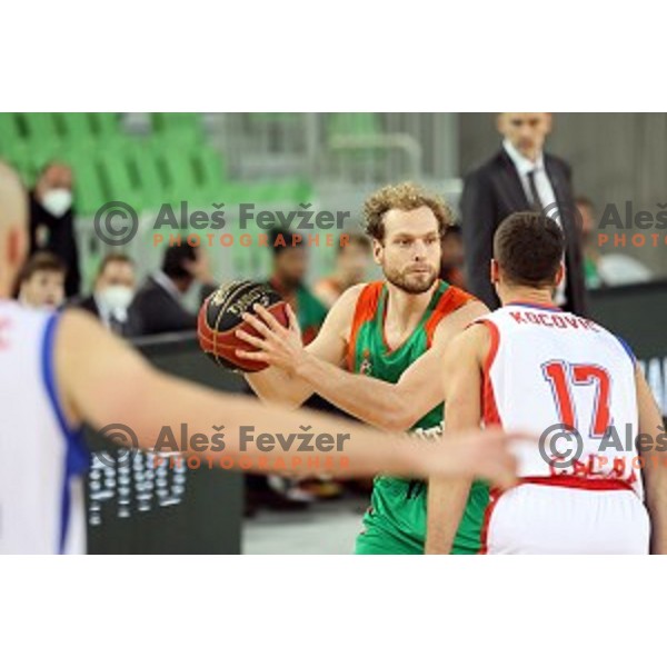 Jaka Blazic in action during ABA league regular season basketball match between Cedevita Olimpija and Borac in Ljubljana on November 15, 2020