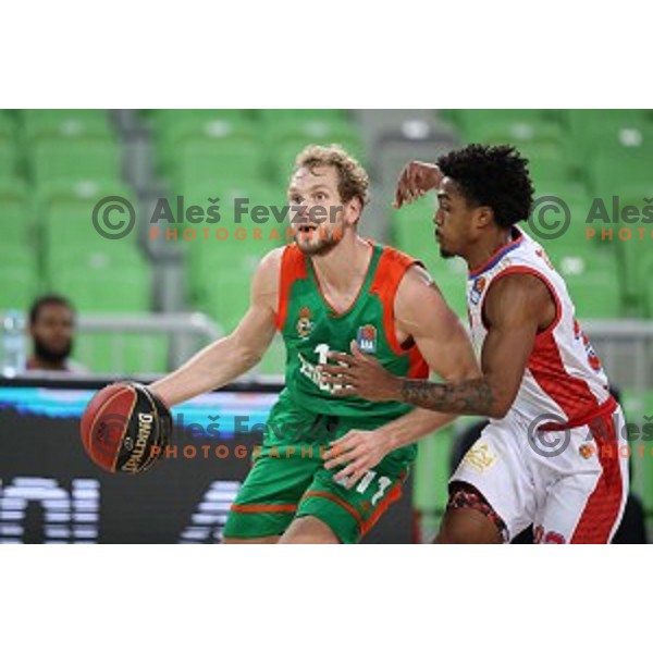 Jaka Blazic in action during ABA league regular season basketball match between Cedevita Olimpija and Borac in Ljubljana on November 15, 2020