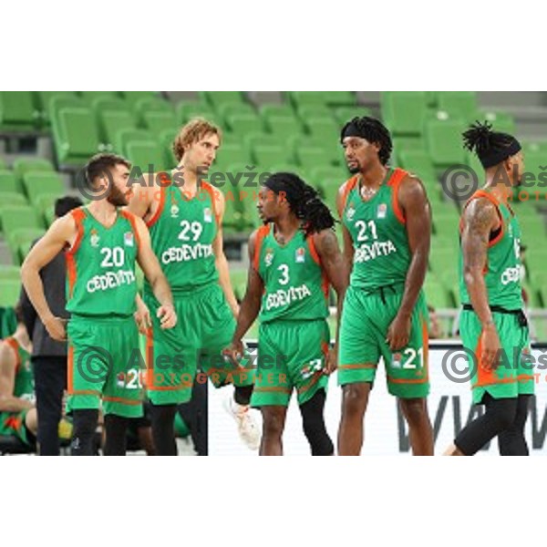 Alen Hodzic, Ivan Marinkovic, Kendrick Perry and Jarrod Jones during ABA league regular season basketball match between Cedevita Olimpija and Borac in Ljubljana on November 15, 2020