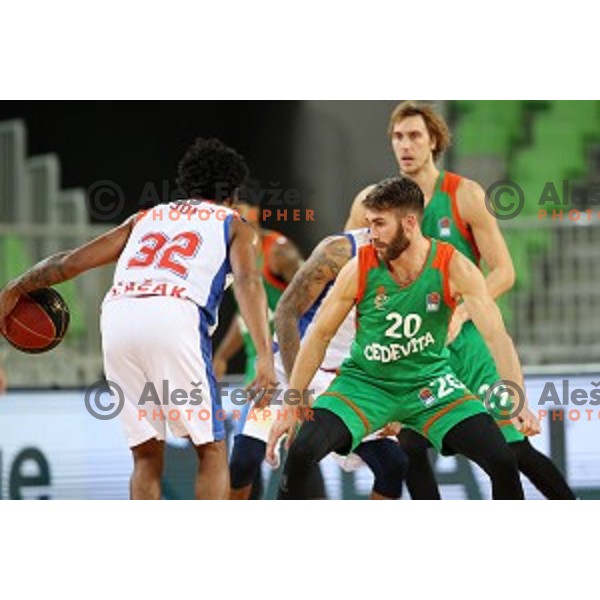 Alen Hodzic in action during ABA league regular season basketball match between Cedevita Olimpija and Borac in Ljubljana on November 15, 2020