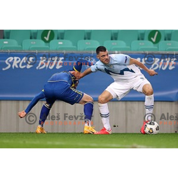 Haris Vuckic of Slovenia in action during UEFA Nations League 2021 football match between Slovenia and Kosovo in SRC Stozice, Ljubljana on November 15, 2020