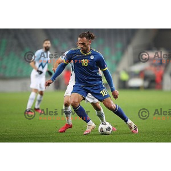 Vedat Muriqi in action during UEFA Nations League 2021 football match between Slovenia and Kosovo in SRC Stozice, Ljubljana on November 15, 2020