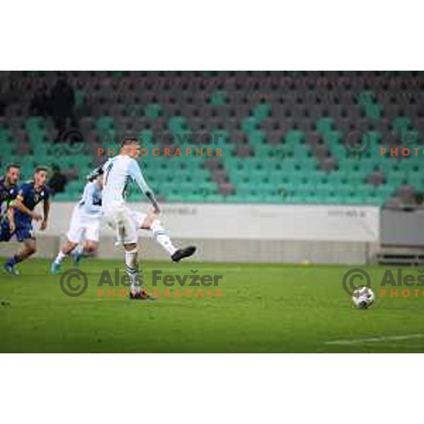 Josip Ilicic of Slovenia scores from penalty kick during UEFA Nations League 2021 football match between Slovenia and Kosovo in SRC Stozice, Ljubljana on November 15, 2020