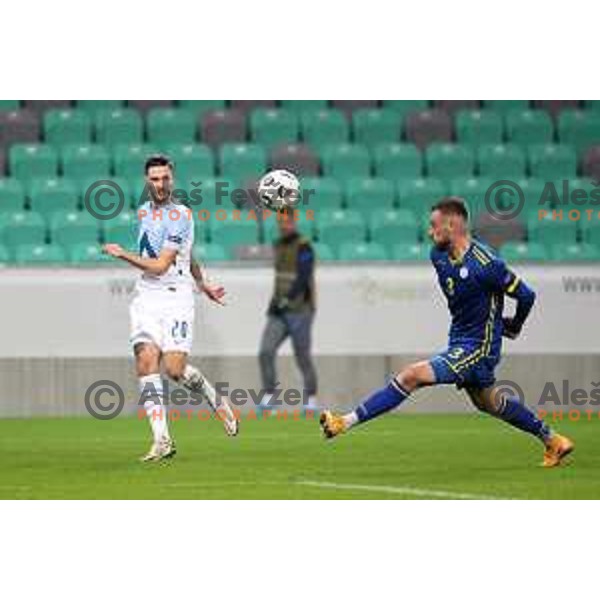 Petar Stojanovic of Slovenia in action during UEFA Nations League 2021 football match between Slovenia and Kosovo in SRC Stozice, Ljubljana on November 15, 2020