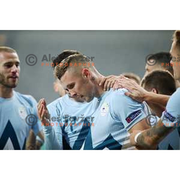 Jasmin Kurtic celebrates goal during UEFA Nations League 2021 football match between Slovenia and Kosovo in SRC Stozice, Ljubljana on November 15, 2020