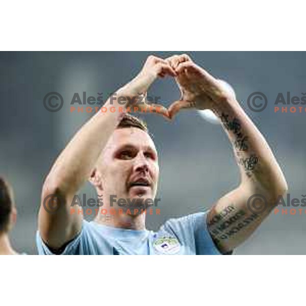 Jasmin Kurtic celebrates goal during UEFA Nations League 2021 football match between Slovenia and Kosovo in SRC Stozice, Ljubljana on November 15, 2020