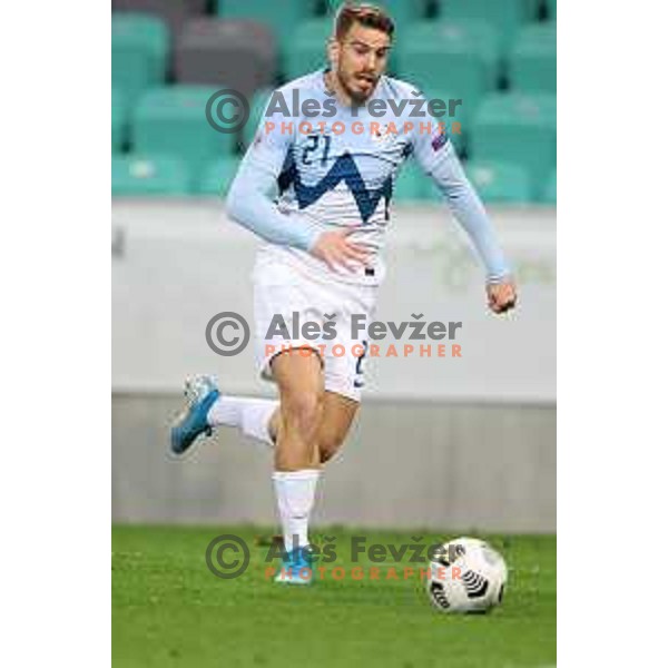Domen Crnigoj of Slovenia in action during UEFA Nations League 2021 football match between Slovenia and Kosovo in SRC Stozice, Ljubljana on November 15, 2020