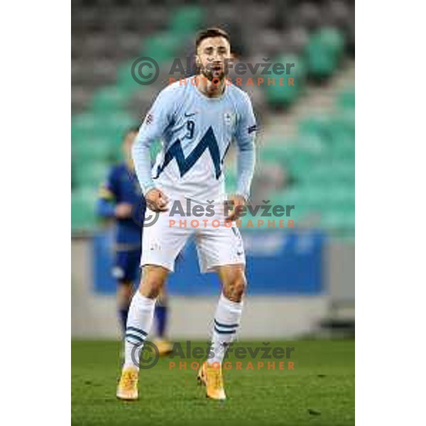 Andraz Sporar of Slovenia in action during UEFA Nations League 2021 football match between Slovenia and Kosovo in SRC Stozice, Ljubljana on November 15, 2020