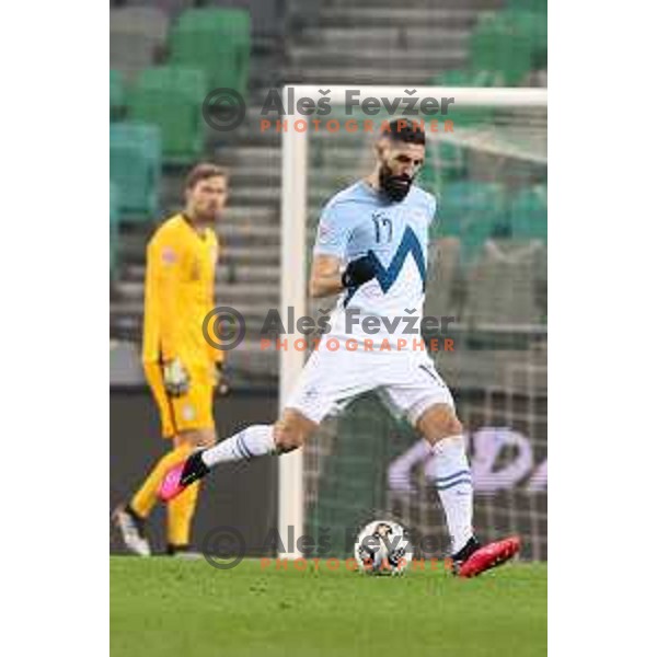 Miha Mevlja of Slovenia in action during UEFA Nations League 2021 football match between Slovenia and Kosovo in SRC Stozice, Ljubljana on November 15, 2020