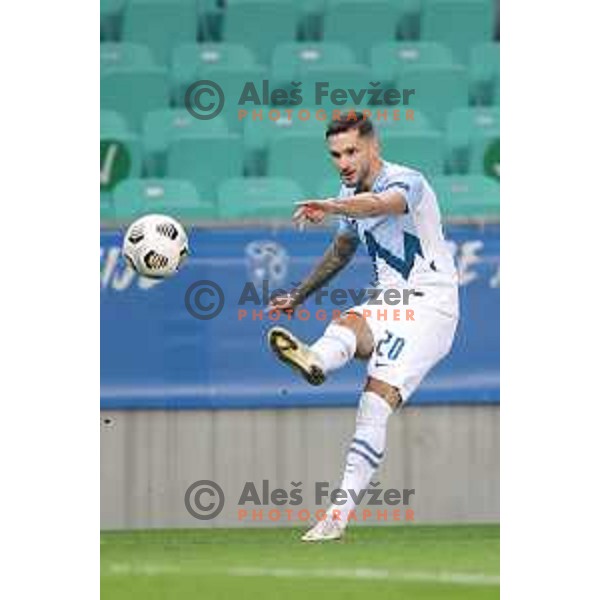 Petar Stojanovic of Slovenia in action during UEFA Nations League 2021 football match between Slovenia and Kosovo in SRC Stozice, Ljubljana on November 15, 2020