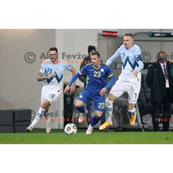 Petar Stojanovic, Josip Ilicic of Slovenia in action during UEFA Nations League 2021 football match between Slovenia and Kosovo in SRC Stozice, Ljubljana on November 15, 2020