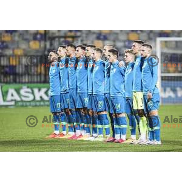 Aljosa Matko, Zan Celar, Nik Prelec, Aljaz Ploj, Tamar Svetlin, Igor Vekic and Timi Max Elsnik prior to U21 friendly football match between Slovenia and Russia in Ljudski vrt, Maribor, Slovenia on November 17, 2020