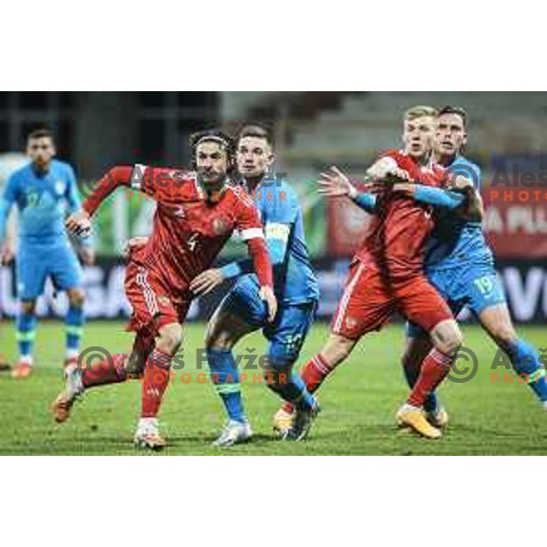 Timi Max Elsnik and Nik Prelec in action during U21 friendly football match between Slovenia and Russia in Ljudski vrt, Maribor, Slovenia on November 17, 2020