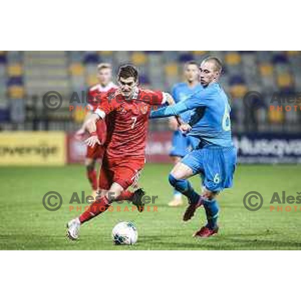 Zan Zaletel in action during U21 friendly football match between Slovenia and Russia in Ljudski vrt, Maribor, Slovenia on November 17, 2020