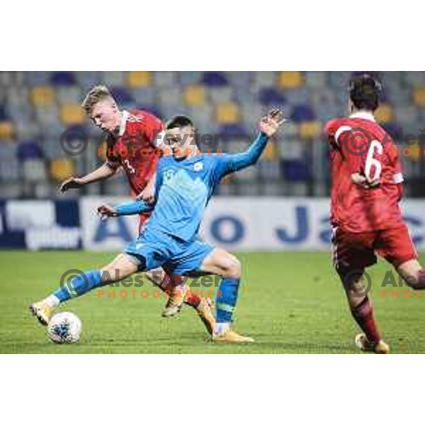 Zan Celar in action during U21 friendly football match between Slovenia and Russia in Ljudski vrt, Maribor, Slovenia on November 17, 2020