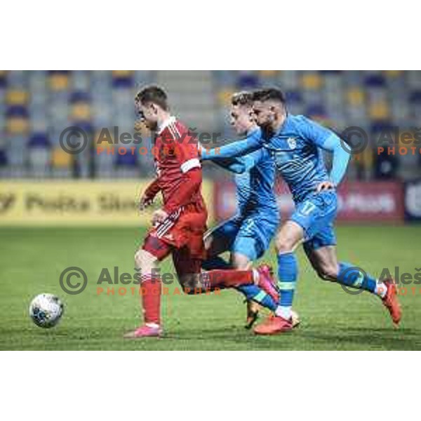 Zan Rogelj and Aljosa Matko in action during U21 friendly football match between Slovenia and Russia in Ljudski vrt, Maribor, Slovenia on November 17, 2020