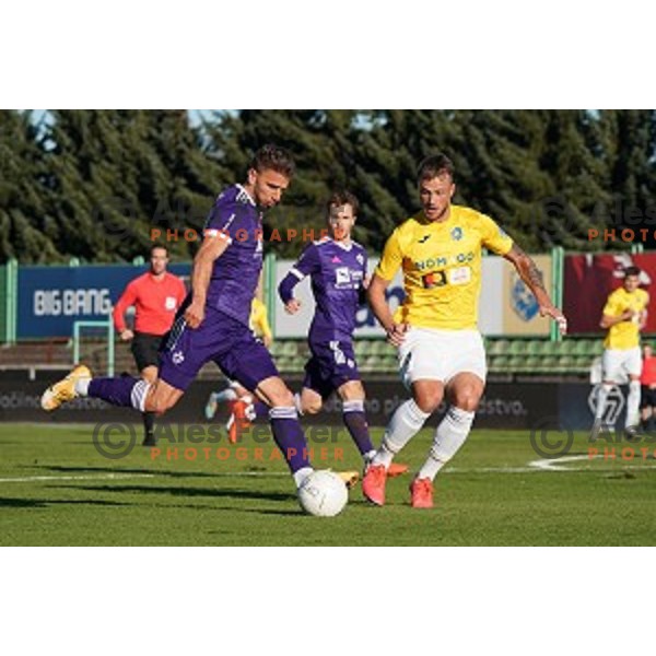 Jan Mlakar of Maribor and David Brekalo of Bravo in action during Prva Liga Telekom Slovenije 2020-2021 football match between Bravo and Maribor in Ljubljana, Slovenia on November 21, 2020