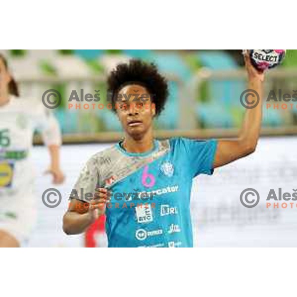 Oceane Sarcien Ugolin in action during EHF Champions League Women 2020-2021 handball match between Krim Mercator (SLO) and FTC-Rail Cargo Hungaria (HUN) in SRC Stozice, Ljubljana, Slovenia on November 21, 2020