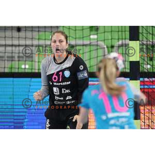 Jovana Risovic in action during EHF Champions League Women 2020-2021 handball match between Krim Mercator (SLO) and FTC-Rail Cargo Hungaria (HUN) in SRC Stozice, Ljubljana, Slovenia on November 21, 2020