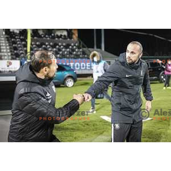 Ante Simundza and Dino Skender during Prva liga Telekom Slovenije football match between Mura and Olimpija in Fazanerija, Murska Sobota, Slovenia on November 21, 2020