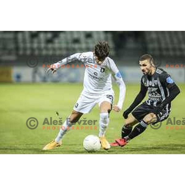in action during Prva liga Telekom Slovenije football match between Mura and Olimpija in Fazanerija, Murska Sobota, Slovenia on November 21, 2020