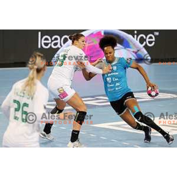 Oceane Sarcien Ugolin in action during EHF Champions League Women 2020-2021 handball match between Krim Mercator (SLO) and FTC-Rail Cargo Hungaria (HUN) in SRC Stozice, Ljubljana, Slovenia on November 21, 2020