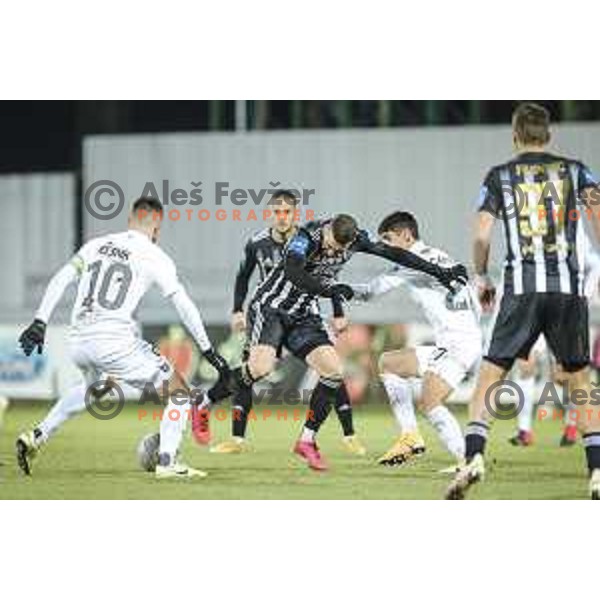 Nino Kouter in action during Prva liga Telekom Slovenije football match between Mura and Olimpija in Fazanerija, Murska Sobota, Slovenia on November 21, 2020
