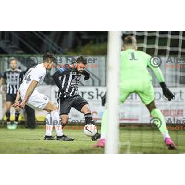 Amadej Marosa in action during Prva liga Telekom Slovenije football match between Mura and Olimpija in Fazanerija, Murska Sobota, Slovenia on November 21, 2020