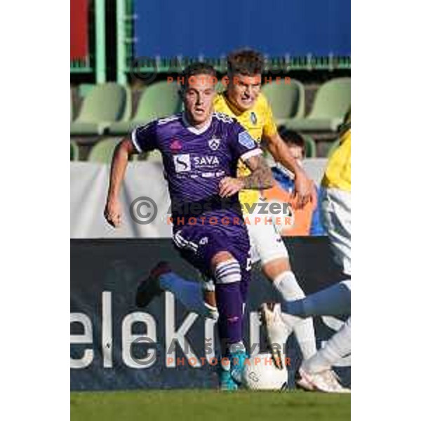Zan Kolmanic of Maribor and Nino Zugelj in action during Prva Liga Telekom Slovenije 2020-2021 football match between Bravo and Maribor in Ljubljana, Slovenia on November 21, 2020